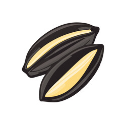 Simple illustration flat 2D icon sliced sunflower seed isolated on a transparent background, vector, flat design, simple design, vector, flat design, simple flat 2D icon, illustration, icon set