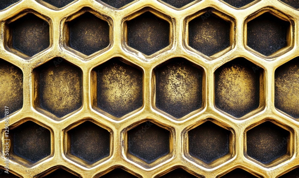 Poster gold hexagonal grid pattern background for design, texture, or abstract