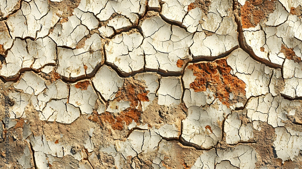 Poster close-up view of a cracked surface highlighting unique textures and patterns in a natural environmen