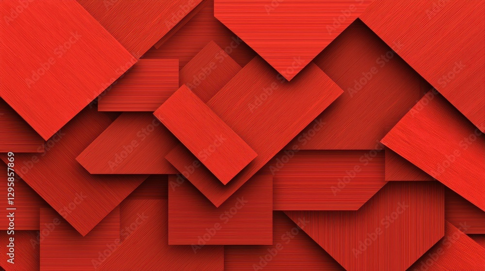 Poster textured red background with overlapping geometric shapes and layers