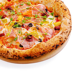 Delicious gourmet pizza topped with fresh ingredients