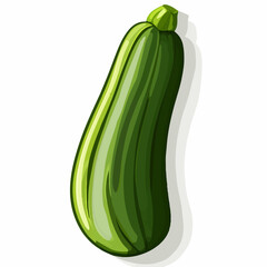 Simple flat 2D illustration of green zucchini isolated on a white background, ai, flat 2d design, ideal for animation, mobile apps, web design, digital illustrations