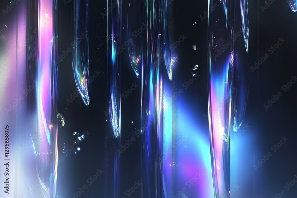Poster a mesmerizing abstract background featuring elongated, translucent shapes with a spectrum of colors 