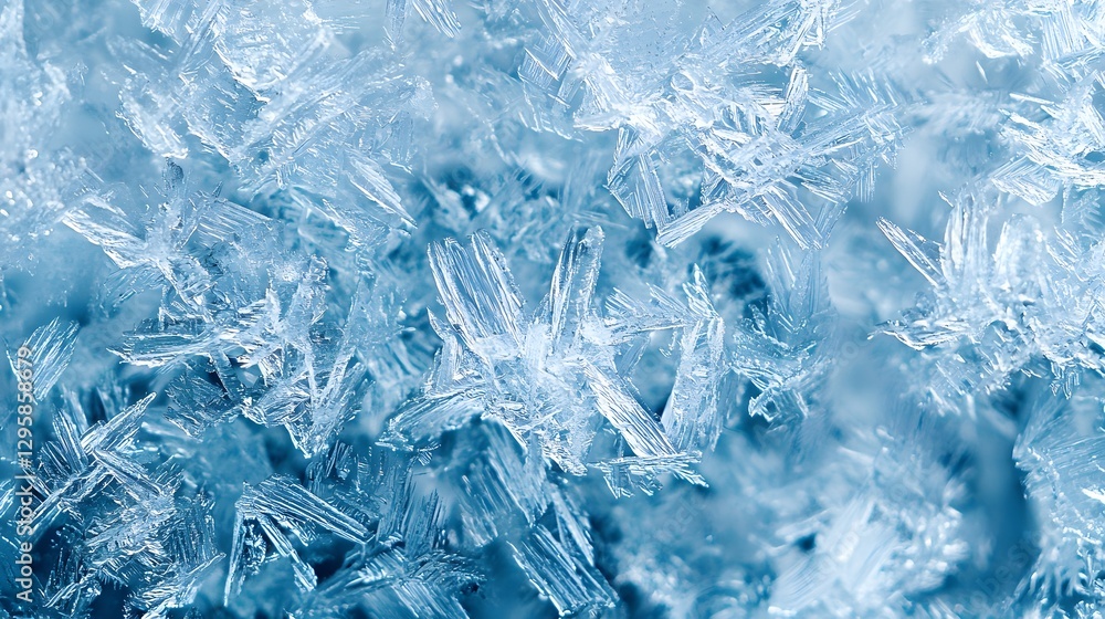 Poster beautiful bunch of ice crystals forming intricate patterns and textures in a frosty environment capt