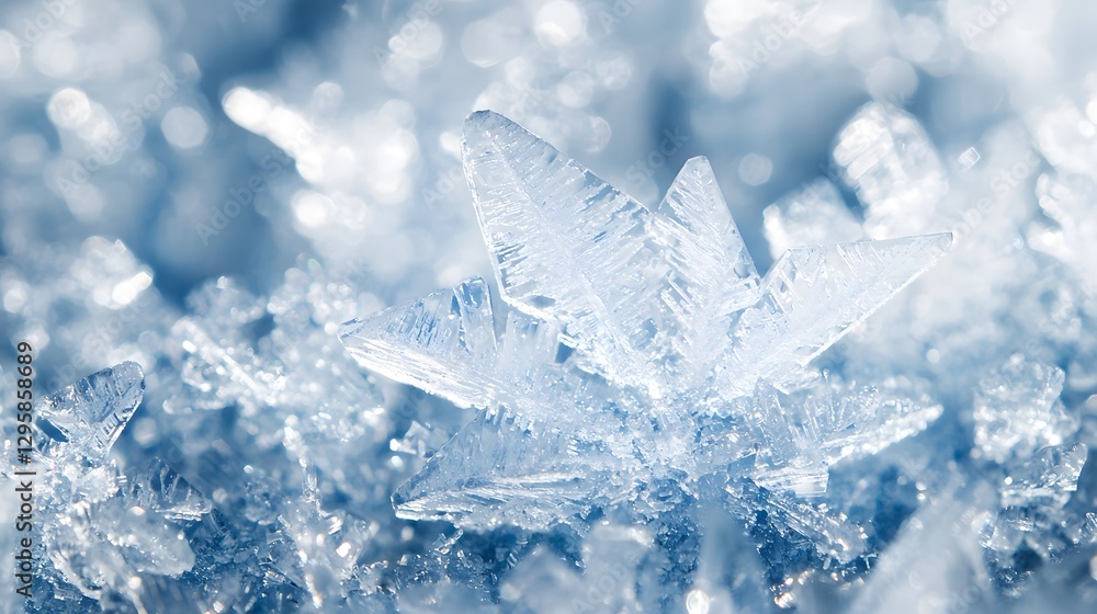 Poster unique and exquisite snowflake design capturing the intricate patterns of winter's beauty in a frost