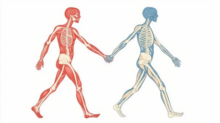Anatomical Illustration of Human Skeletal System Featuring Movement