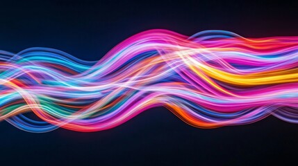 Colorful abstract light trails flowing in vibrant wave patterns