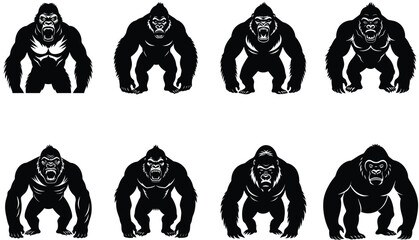 Gorila vector shilhouette bundle.  Gorilla set icon © Rez Wan