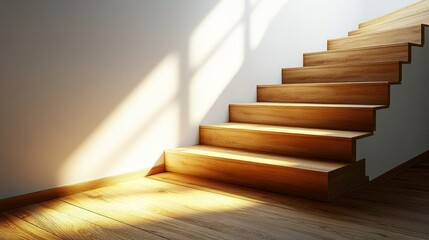 Sunlight on Wooden Staircase in Modern Interior
