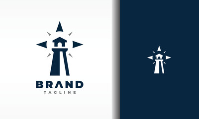 Simple Lighthouse Compass Logo