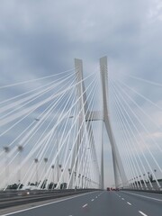 Cable-stayed bridge closeup