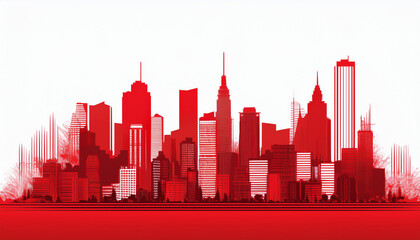 Naklejka premium City with skyscrapers in 2d illustration isolated on white and copy space for text or logo, part 16