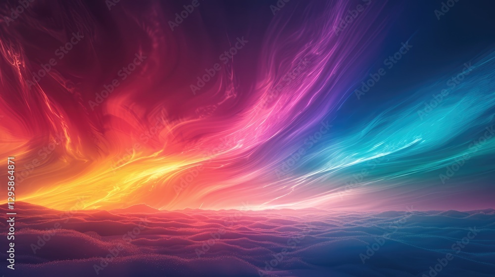 Poster abstract picture micro light sparkling particle represent data flow vivid flowing wave with high tec