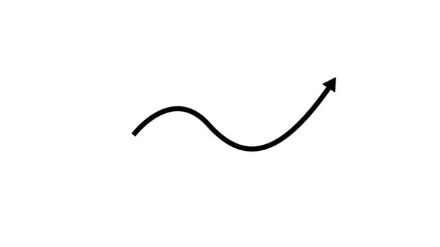 Business growth arrow. Business line arrow, improvement, business strategy, arrow rising up. Arrows animation on transparent background.