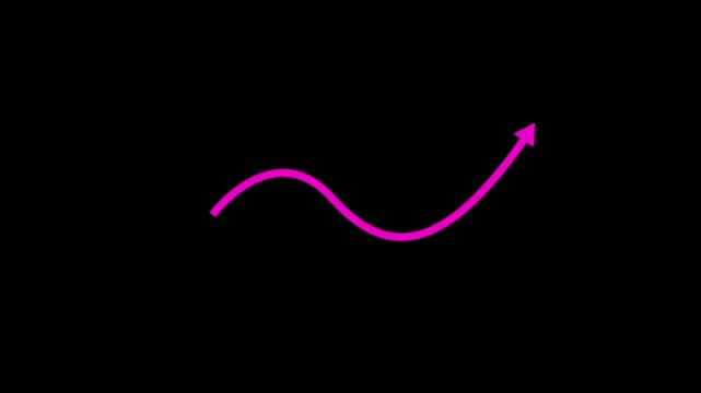 Business growth arrow. Business line arrow, improvement, business strategy, arrow rising up. Arrows animation on transparent background.