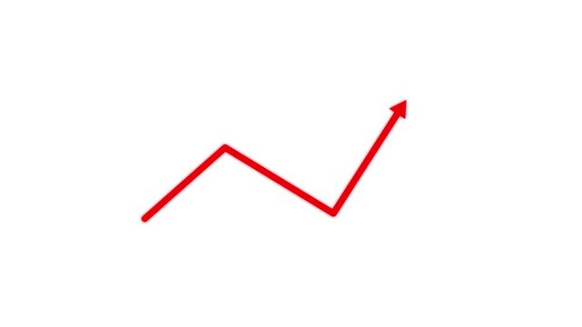 Business growth arrow. Business line arrow, improvement, business strategy, arrow rising up. Arrows animation on transparent background.