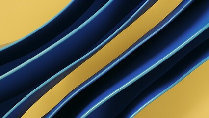 Top view of curved blue lines on yellow background