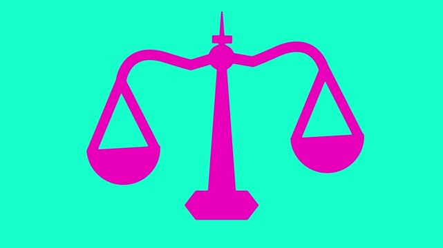 Scale icon animation. Scale of Justice, weight balance, Symbol of law justice.
