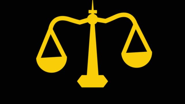 Scale icon animation. Scale of Justice, weight balance, Symbol of law justice.