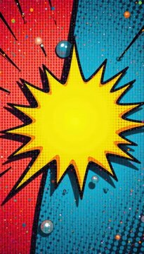 Bright colorful comic book background with bold dot harf tone element and bubble graphics, pop art comics, graphic style, cartoon background