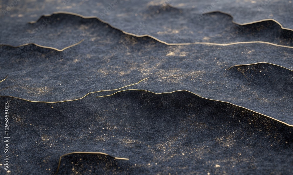 Poster golden lines on dark textured terrain, abstract background for design projects