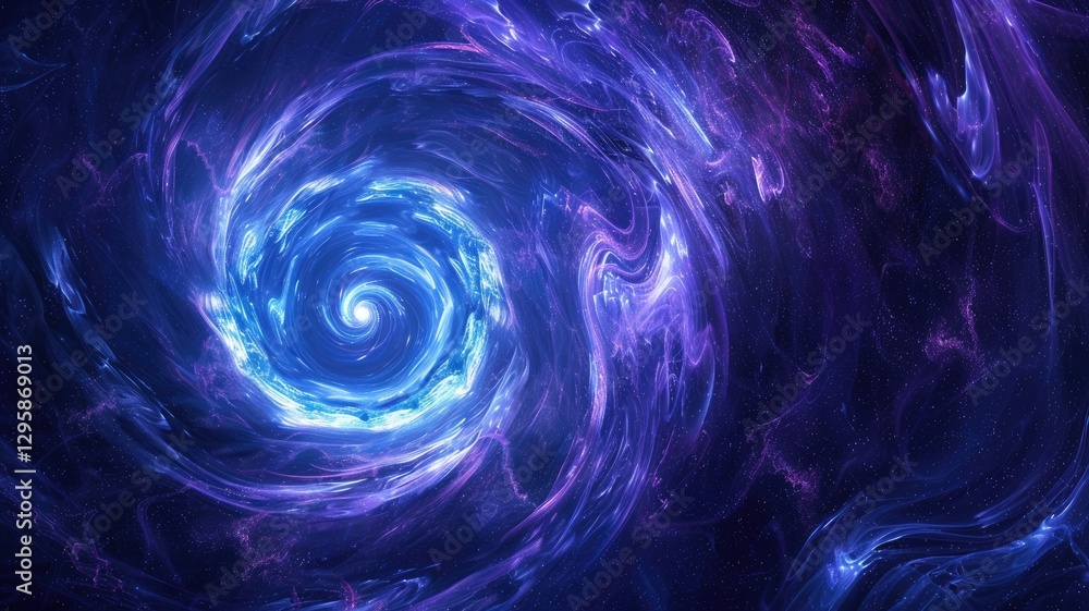 Poster a captivating abstract image featuring a blue spiral pattern that evokes a sense of space and cosmic