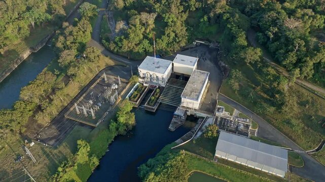 Aerial View Of Central Hidroelectrica Hatillo In Cotui, Sanchez Ramirez, Dominican Republic.