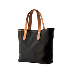 Stylish Black Tote Bag with Brown Leather Handles