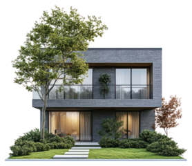 PNG Brick suburb house architecture contemporary building.