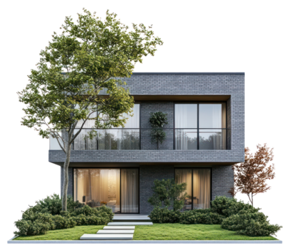 PNG Brick suburb house architecture contemporary building.