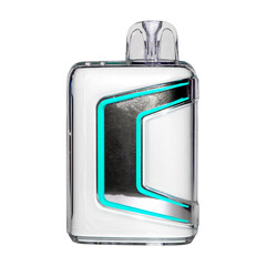 The vape is disposable on a white background.Electronic nicotine delivery system.The electronic...