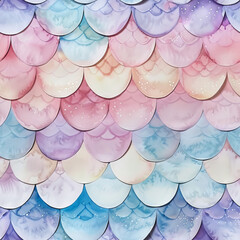 Pastel Mermaid scales, seamless pattern repeat
