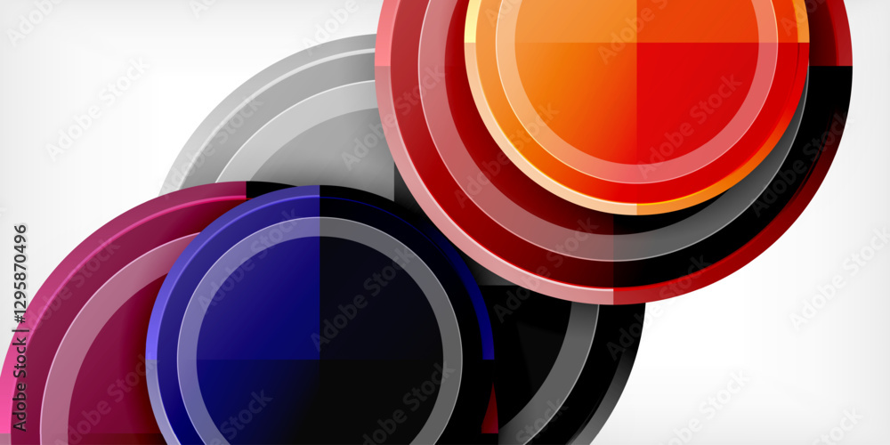 Poster abstract background - multicolored circles, trendy minimal geometric design, vector illustration