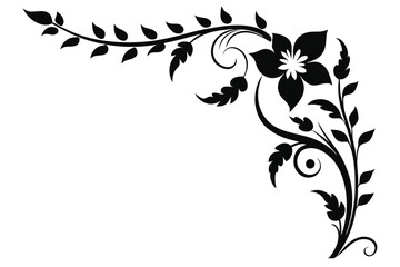 Elegant floral corner ornament silhouettes, perfect for vectors, illustrations, and digital designs.