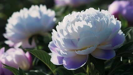 Close up view of blue and white peony