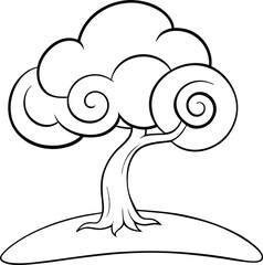 Whimsical Tree Coloring Page Vector Illustration for Kids and Adults - Printable Nature Art