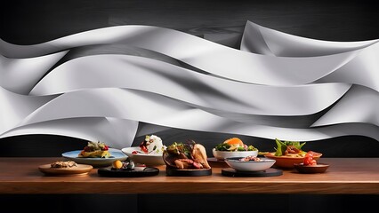 Wood table top on blur abstract white gray banner background - can be used for display or montage your products (foods)