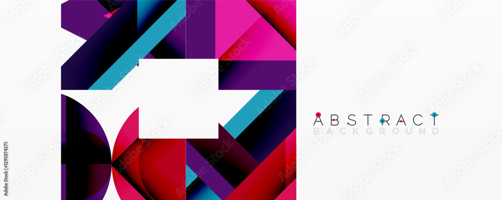 Leinwandbilder Abstract geometric composition with interlocking circular and angular shapes, featuring smooth gradients and sharp contrasts on a white background