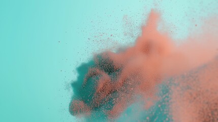 Fototapeta premium 3d, background, abstract, render, illustration, An explosion of particles, turquoise sand, coral and sea foam