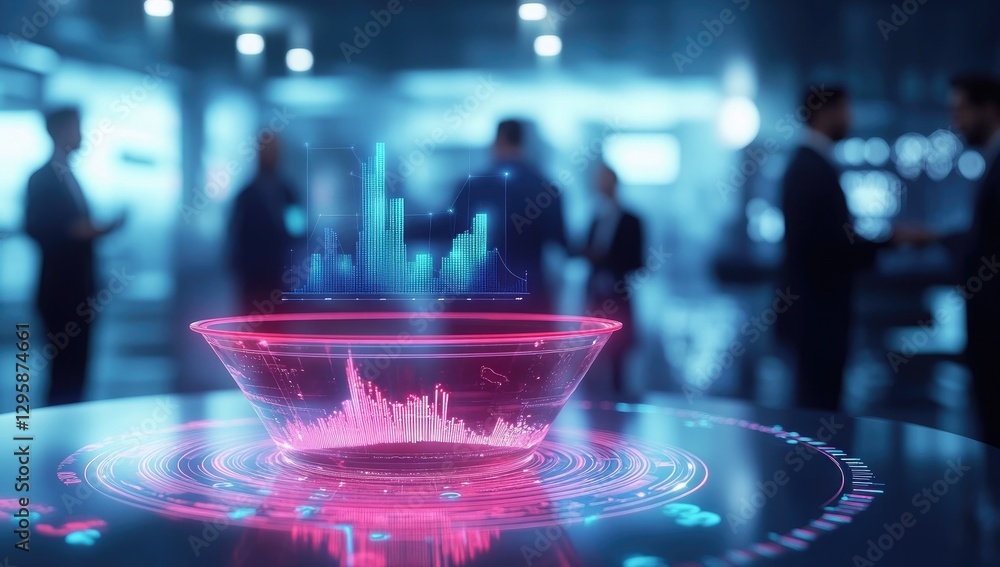 Poster holographic data display in office meeting