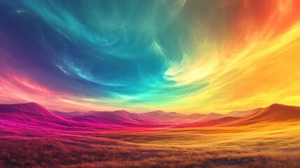 Fototapeta premium Colorful Fantasy Landscape Sunset