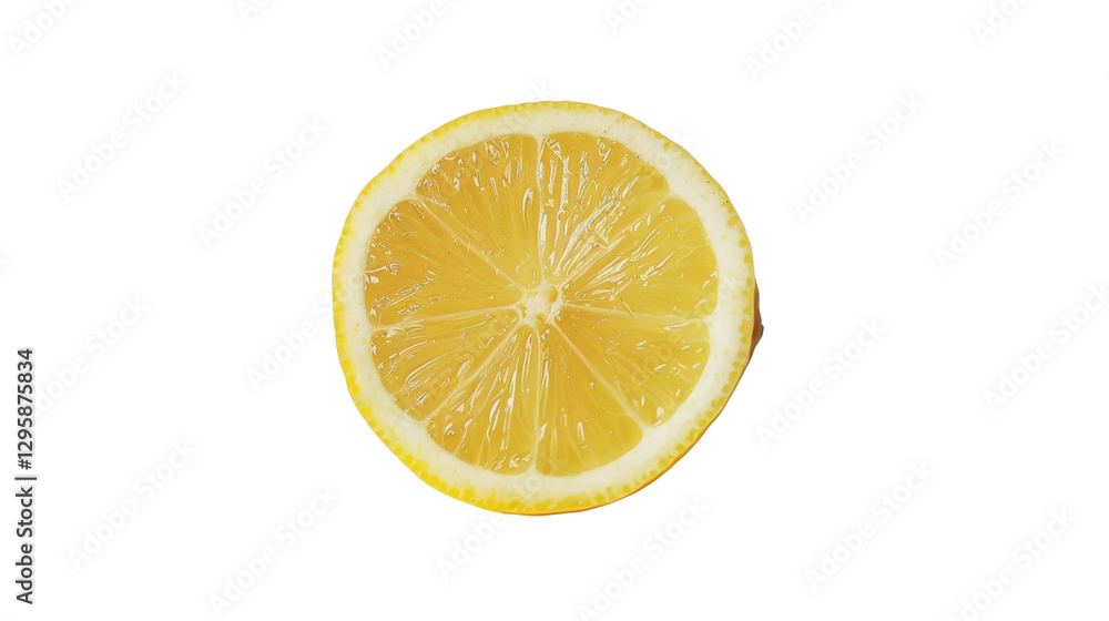 Poster sliced lemon showing its texture on a transparent background
