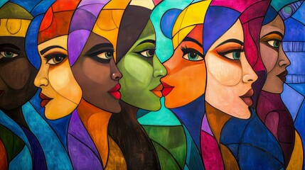 Obraz premium Empowering women through art celebrating leadership and cultural diversity in a vibrant mural urban environment