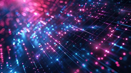 Fototapeta premium Abstract of complex vibrant pixel effect in tech background with cyber and glitch texture express mysterious design and energetic flow through grid pattern convey sense of future digital scene. AIG53.