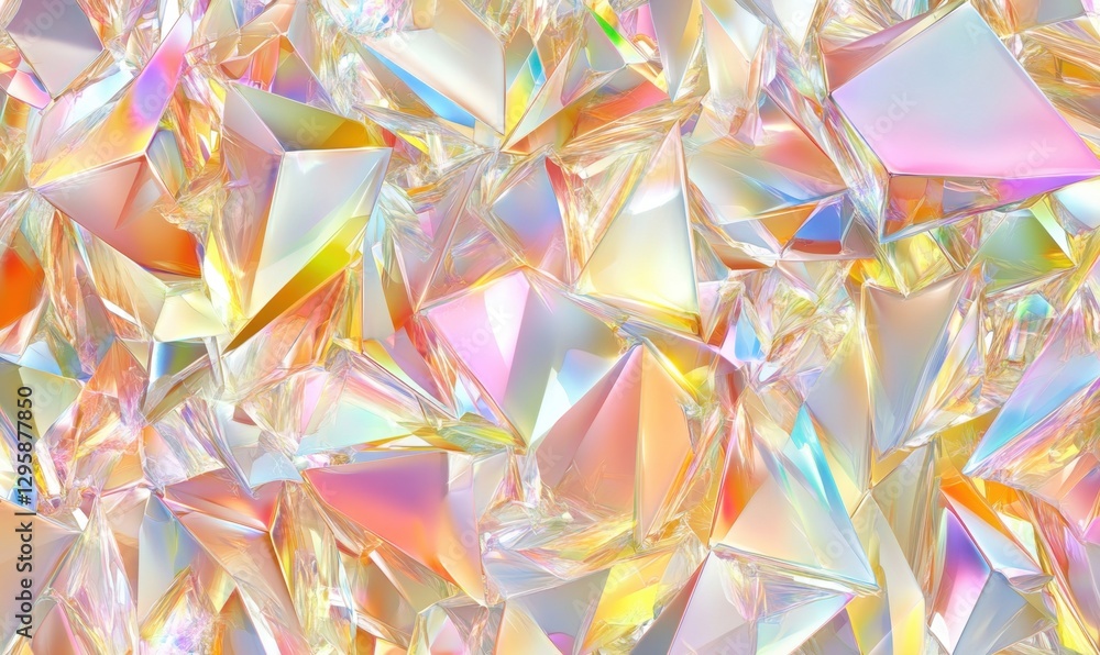Poster iridescent crystal prism shards background for abstract design