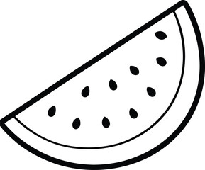 Minimalist Watermelon Slice Silhouette Outline Vector Illustration: Perfect for Summer and Fruit-Themed Designs