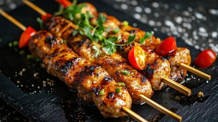Grilled Chicken Skewers with Cherry Tomatoes and Fresh Herbs