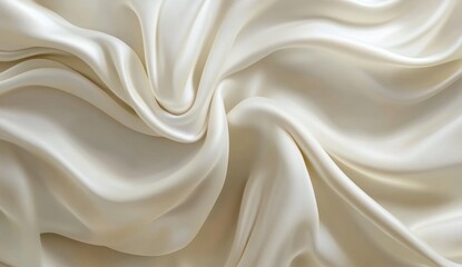 Obraz premium Cream Silk Fabric Draped, Close-up
