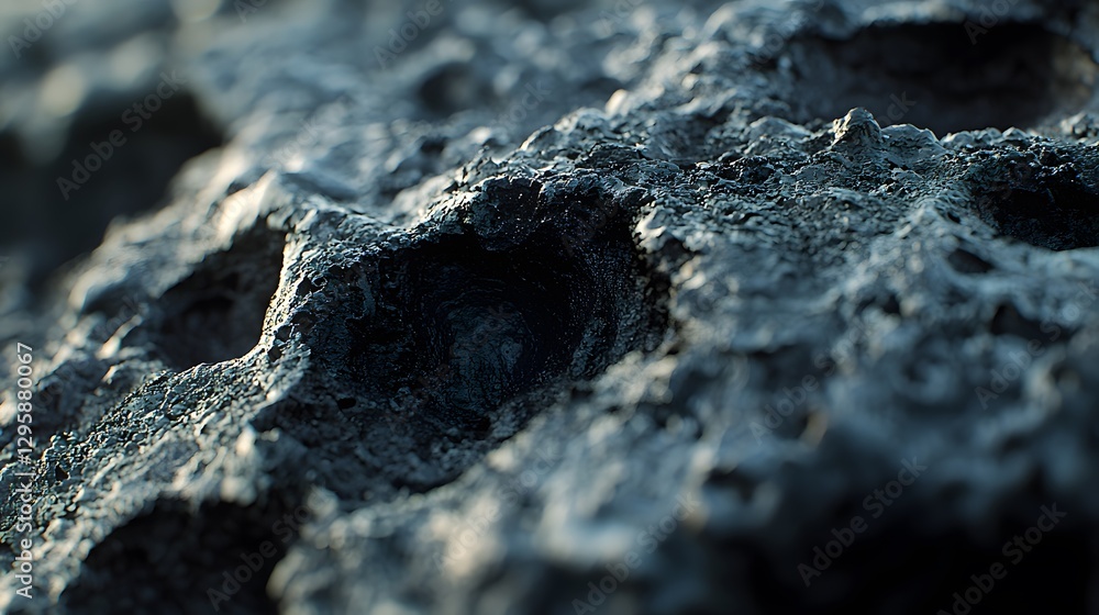 Poster close-up view of a single rock with intriguing texture and coloration set against a neutral backgrou