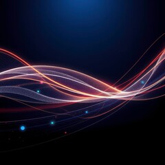 Fototapeta premium Dynamic Abstract Digital Information Flow with Curved Light Patterns and Dark Space Background